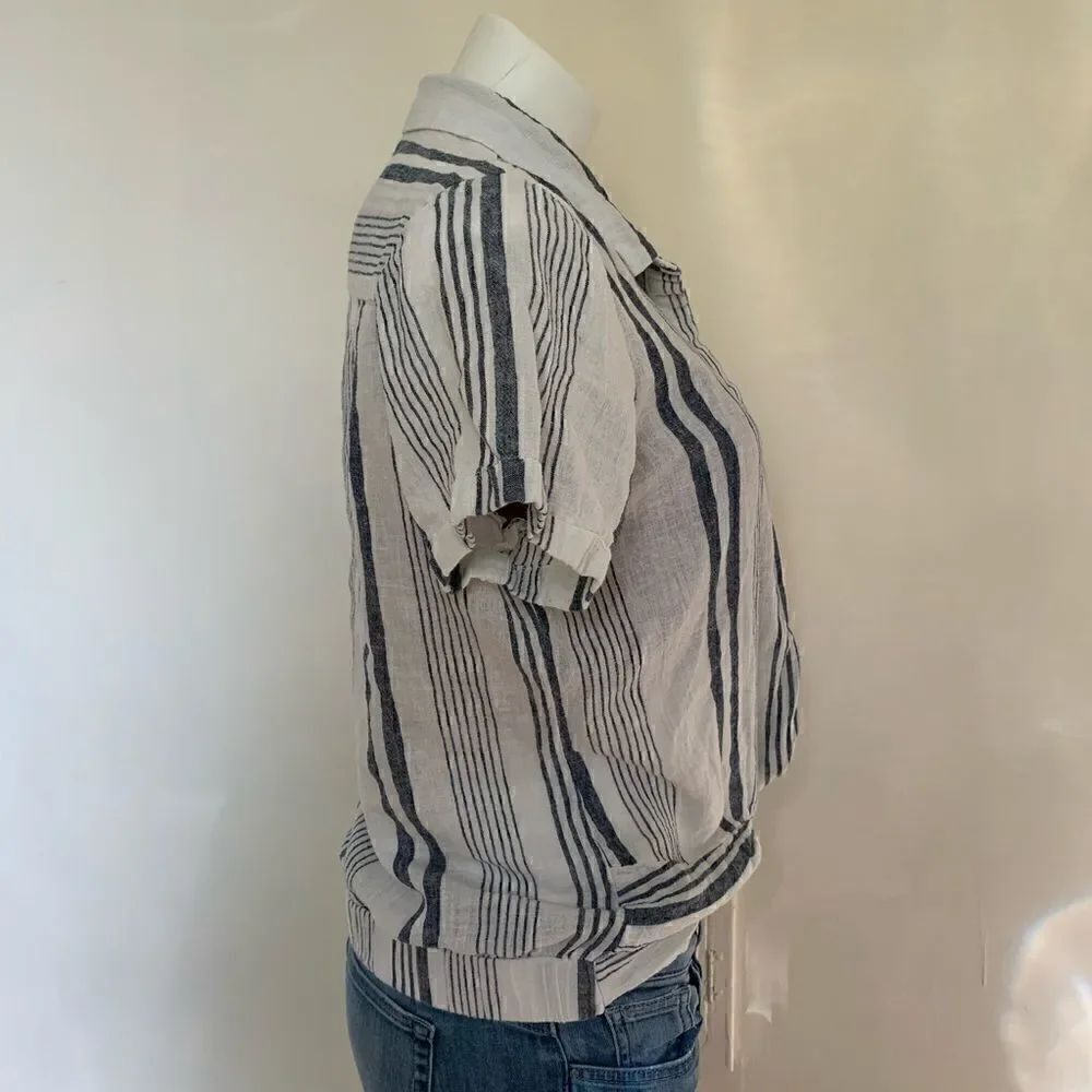 Universal Thread Linen Striped Knot Front Tee - Picture 5 of 8